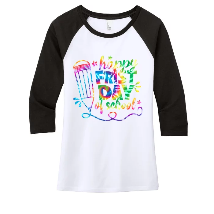 Happy First Day Of School Tie Dye Back To School Teacher Kids Women's Tri-Blend 3/4-Sleeve Raglan Shirt