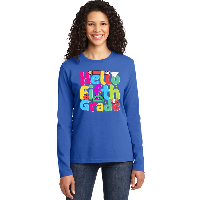 Hello First Day Of 5Th Grade Team Hello Fifth Grade Squad Gift Ladies Long Sleeve Shirt