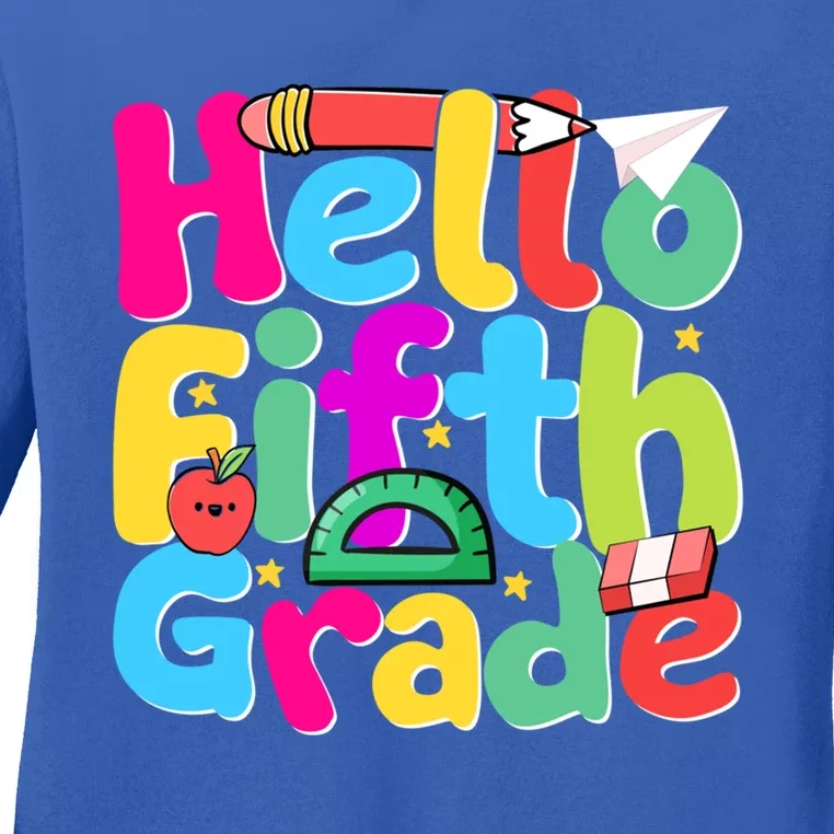 Hello First Day Of 5Th Grade Team Hello Fifth Grade Squad Gift Ladies Long Sleeve Shirt