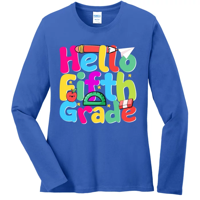 Hello First Day Of 5Th Grade Team Hello Fifth Grade Squad Gift Ladies Long Sleeve Shirt