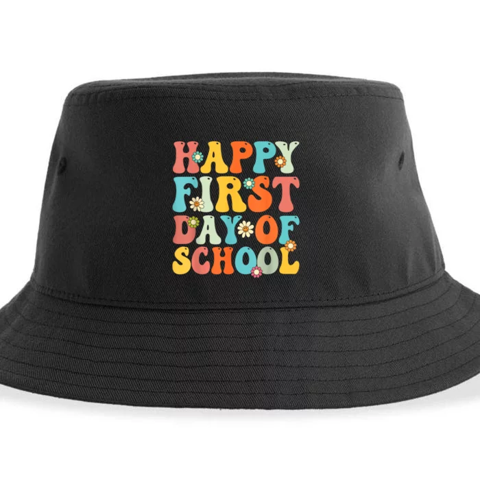 Happy First Day Of School Teacher Kids Back To School Sustainable Bucket Hat