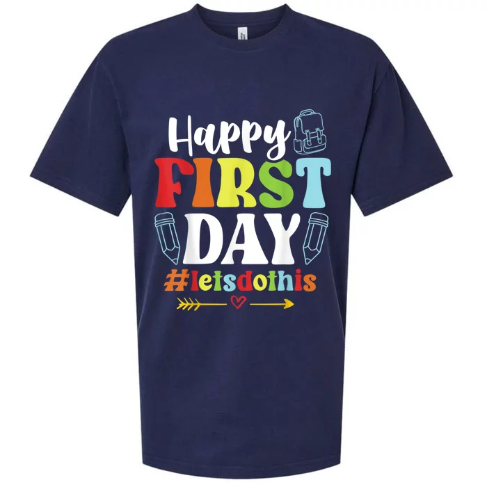 Happy First Day Lets Do This Welcome Back To School Teacher Sueded Cloud Jersey T-Shirt