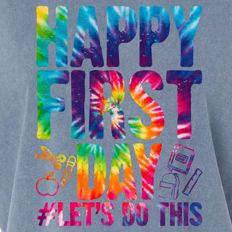 Happy First Day Let's Do This Back To School Rainbow Garment-Dyed Women's Muscle Tee