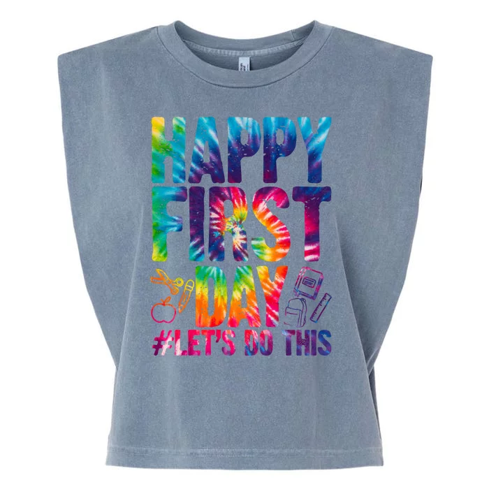 Happy First Day Let's Do This Back To School Rainbow Garment-Dyed Women's Muscle Tee