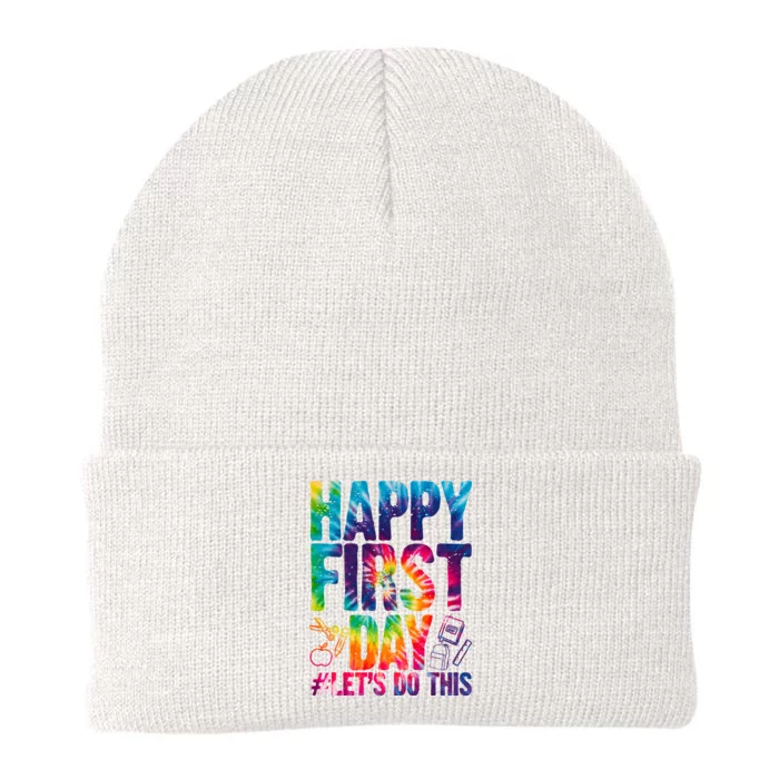 Happy First Day Let's Do This Back To School Rainbow Knit Cap Winter Beanie