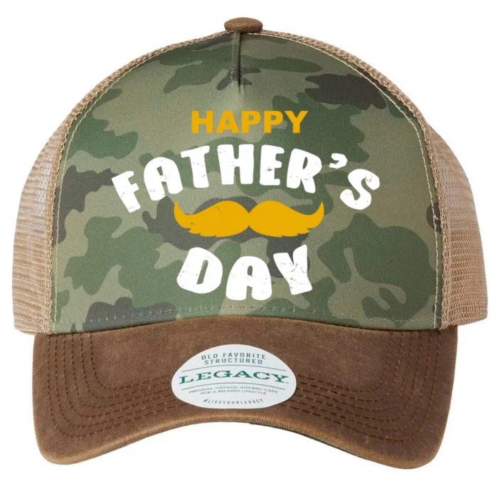 Happy Fathers Day Mustache Vintage Legacy Tie Dye Trucker Hat