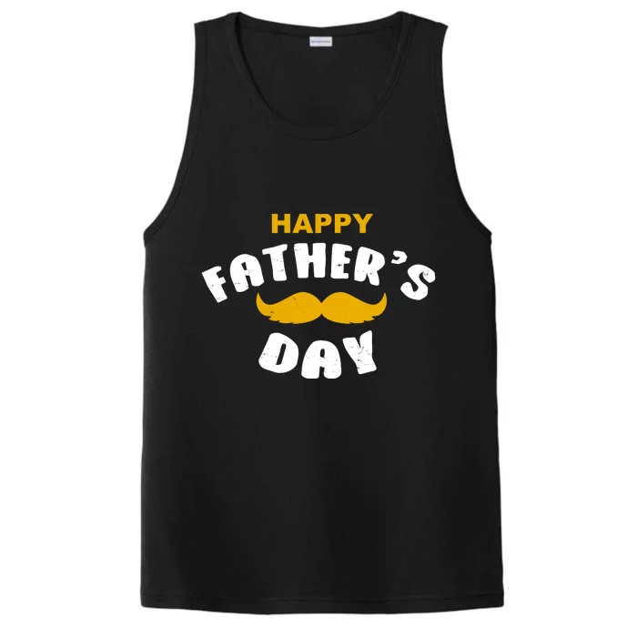 Happy Fathers Day Mustache Vintage Performance Tank