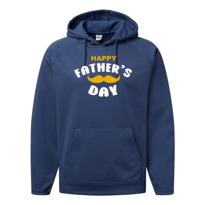 Happy Fathers Day Mustache Vintage Performance Fleece Hoodie