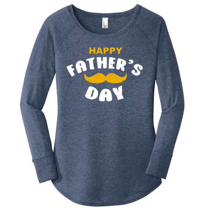 Happy Fathers Day Mustache Vintage Women's Perfect Tri Tunic Long Sleeve Shirt