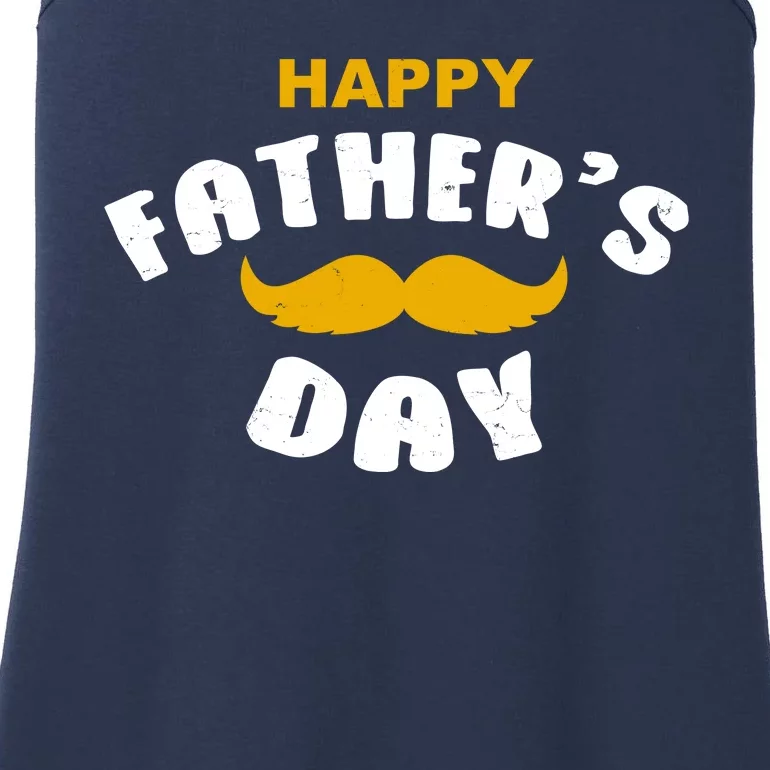 Happy Fathers Day Mustache Vintage Ladies Essential Tank