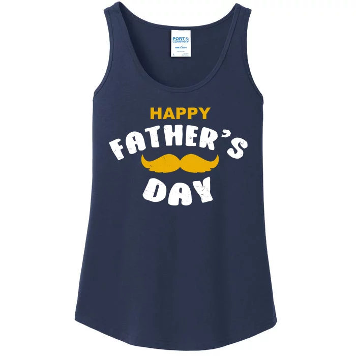 Happy Fathers Day Mustache Vintage Ladies Essential Tank