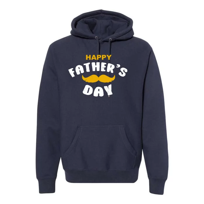 Happy Fathers Day Mustache Vintage Premium Hoodie