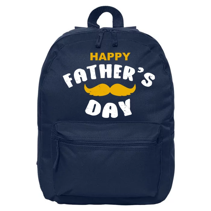 Happy Fathers Day Mustache Vintage 16 in Basic Backpack