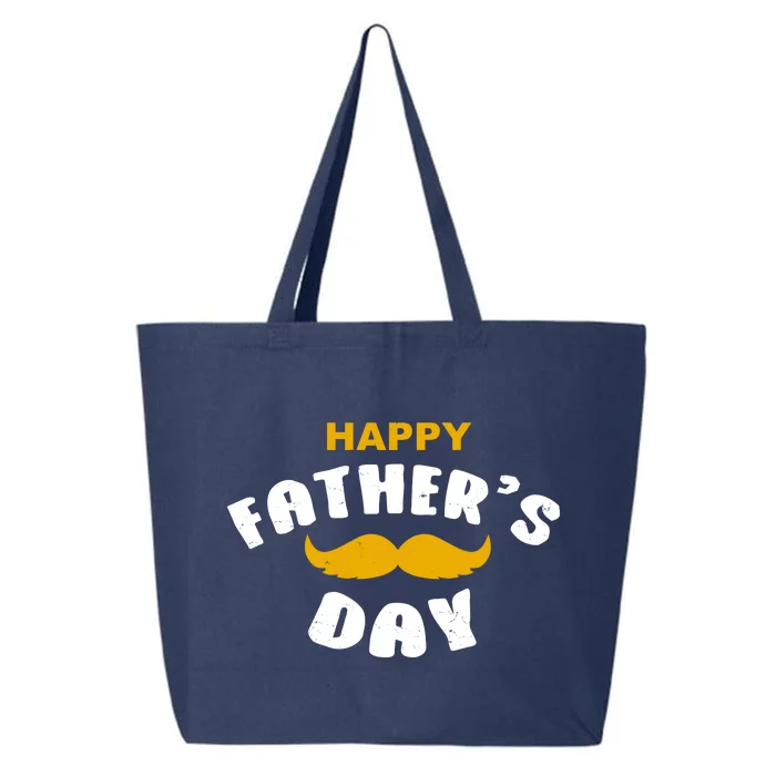 Happy Fathers Day Mustache Vintage 25L Jumbo Tote