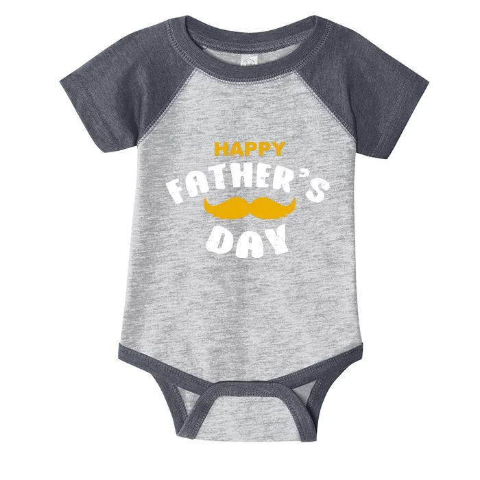 Happy Fathers Day Mustache Vintage Infant Baby Jersey Bodysuit