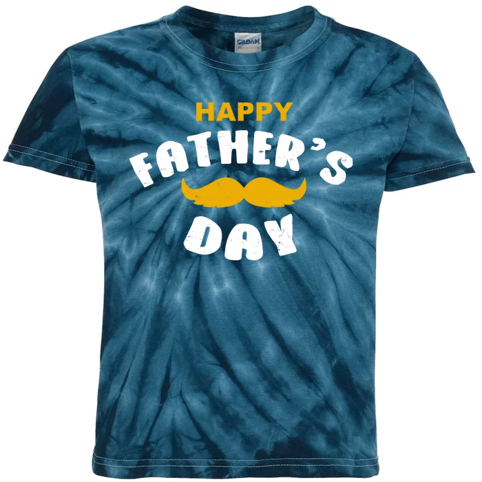 Happy Fathers Day Mustache Vintage Kids Tie-Dye T-Shirt