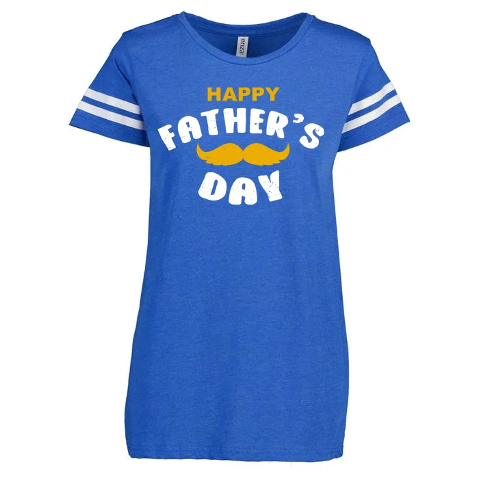 Happy Fathers Day Mustache Vintage Enza Ladies Jersey Football T-Shirt