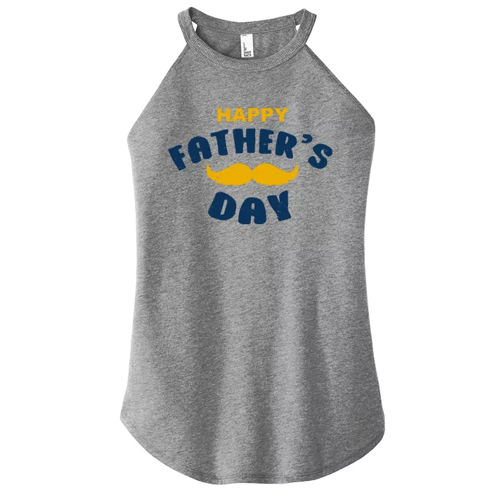 Happy Fathers Day Mustache Vintage Women’s Perfect Tri Rocker Tank