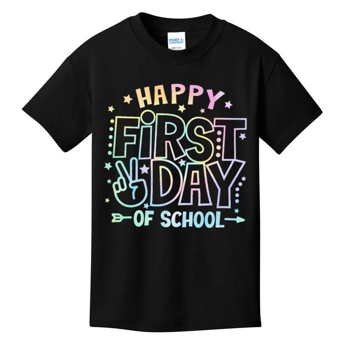 Happy First Day Of School Tie Dye Teacher Student Kids T-Shirt