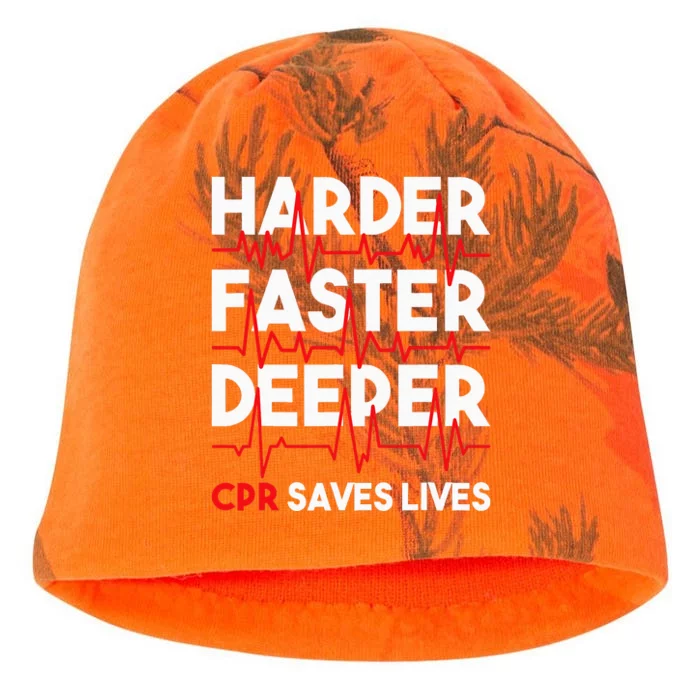 Harder Faster Deeper Cpr Funny Emt Ems Paramedic Kati - Camo Knit Beanie