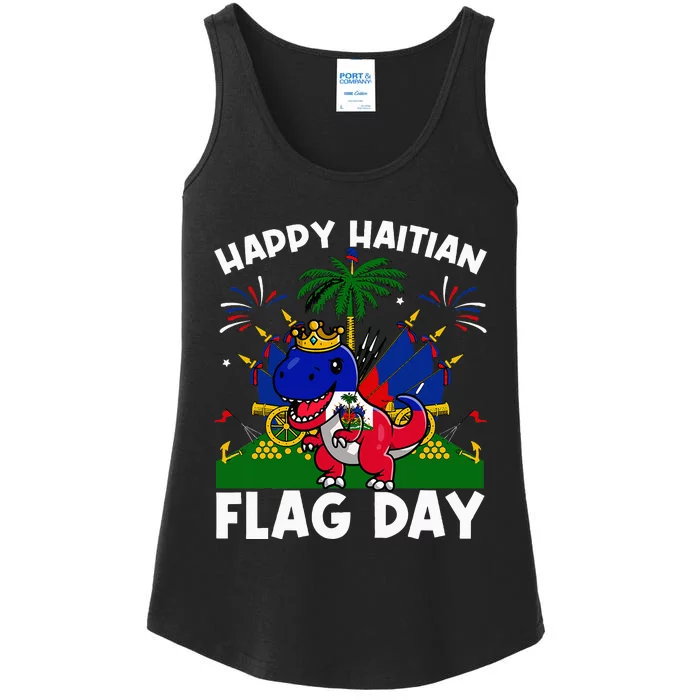 Haitian Flag Day Dinosaur Ladies Essential Tank