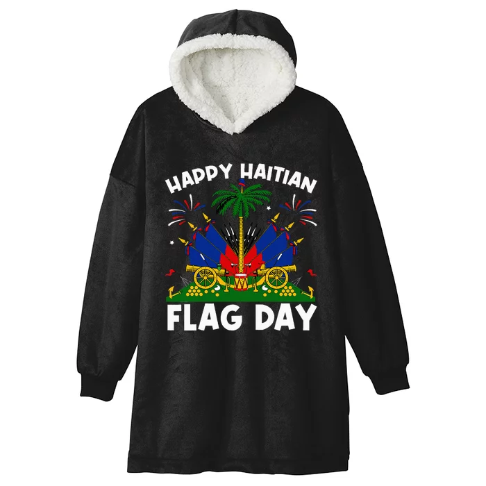 Haitian Flag Day Hooded Wearable Blanket