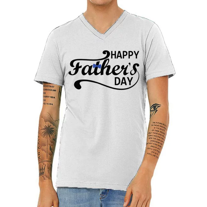 Happy Fathers Day Cute Dad Gift V-Neck T-Shirt