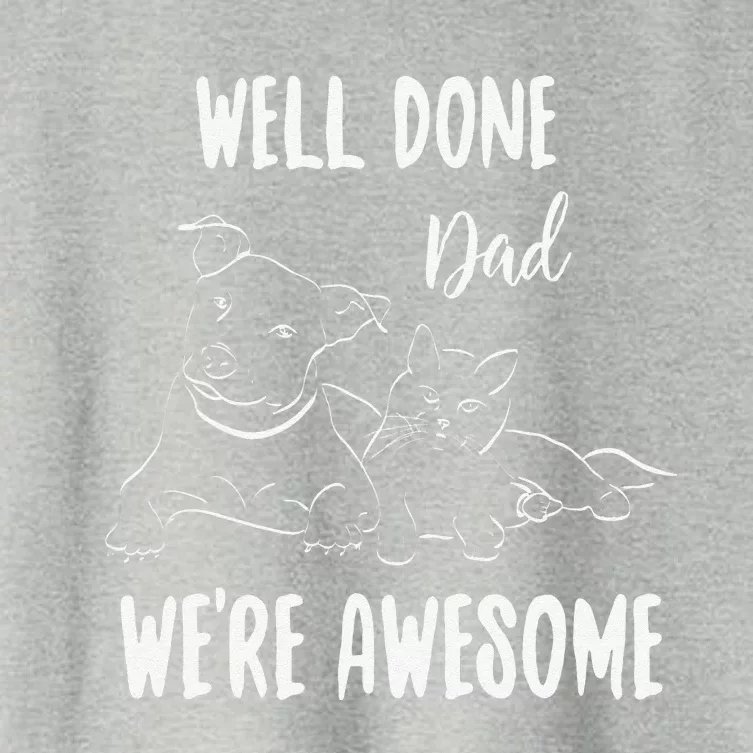 Happy Fathers Day Gift From Dog And Cat Women's Crop Top Tee