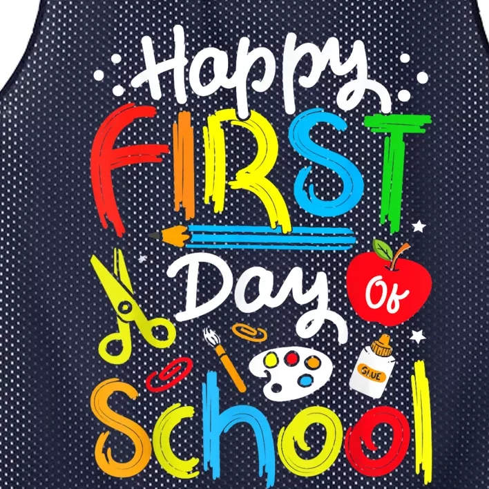 Happy First Day Of School Teachers Students Back To School Mesh Reversible Basketball Jersey Tank