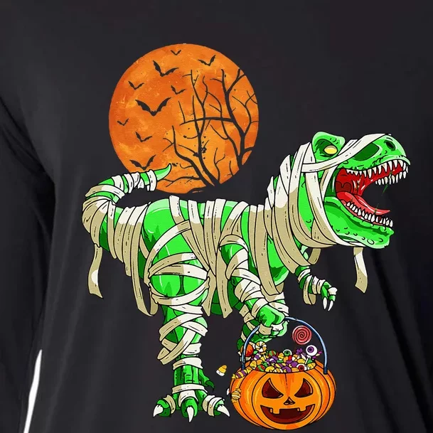 Halloween For Dinosaur T Rex Mummy Pumpkin Cooling Performance Long Sleeve Crew