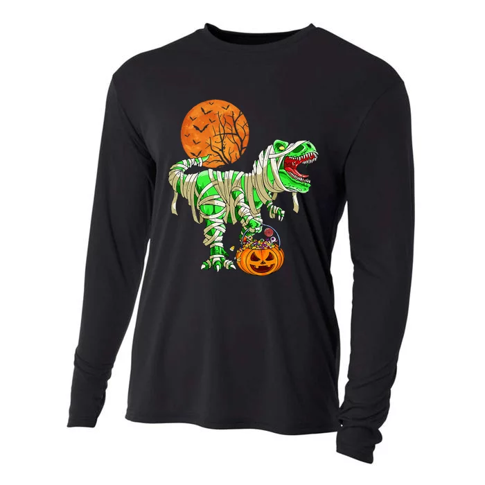 Halloween For Dinosaur T Rex Mummy Pumpkin Cooling Performance Long Sleeve Crew