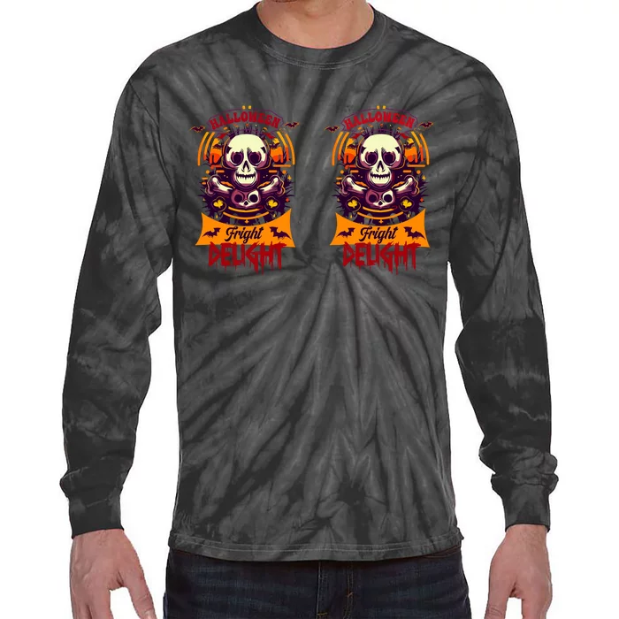 Halloween Fright Delight Graphic Tie-Dye Long Sleeve Shirt