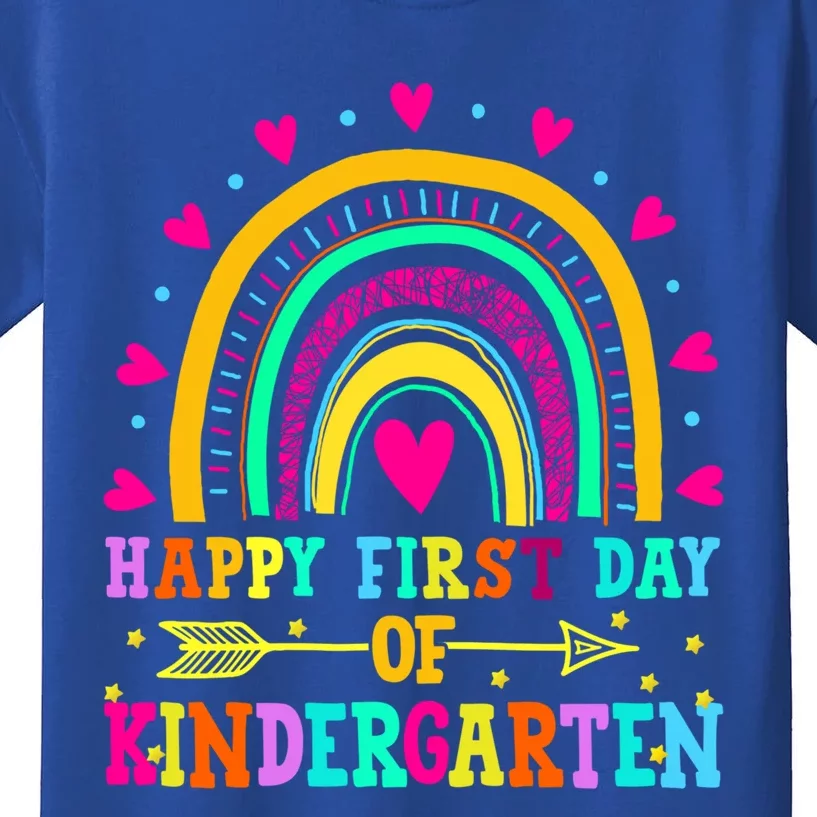 Happy First Day Kindergarten Rainbow Heart Teacher Students Gift Kids T-Shirt