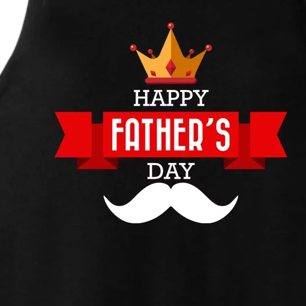 Happy Father's Day Crown Mustache Ladies Tri-Blend Wicking Tank