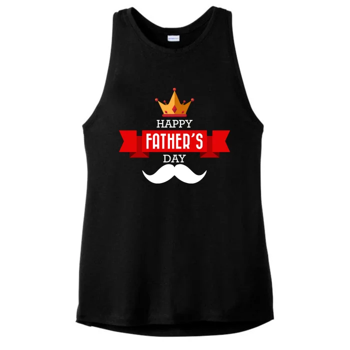 Happy Father's Day Crown Mustache Ladies Tri-Blend Wicking Tank