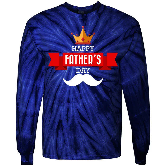 Happy Father's Day Crown Mustache Tie-Dye Long Sleeve Shirt