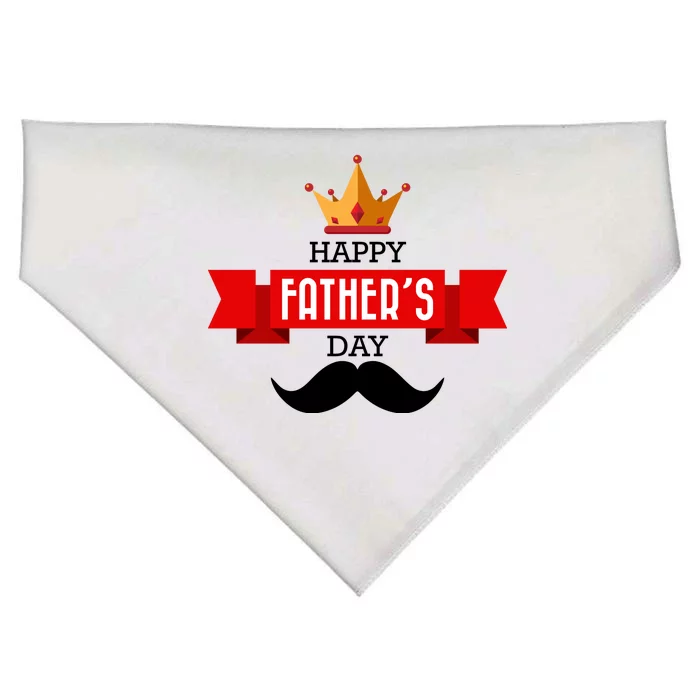 Happy Father's Day Crown Mustache USA-Made Doggie Bandana