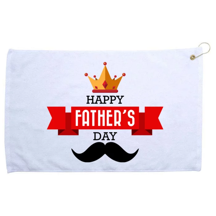 Happy Father's Day Crown Mustache Grommeted Golf Towel