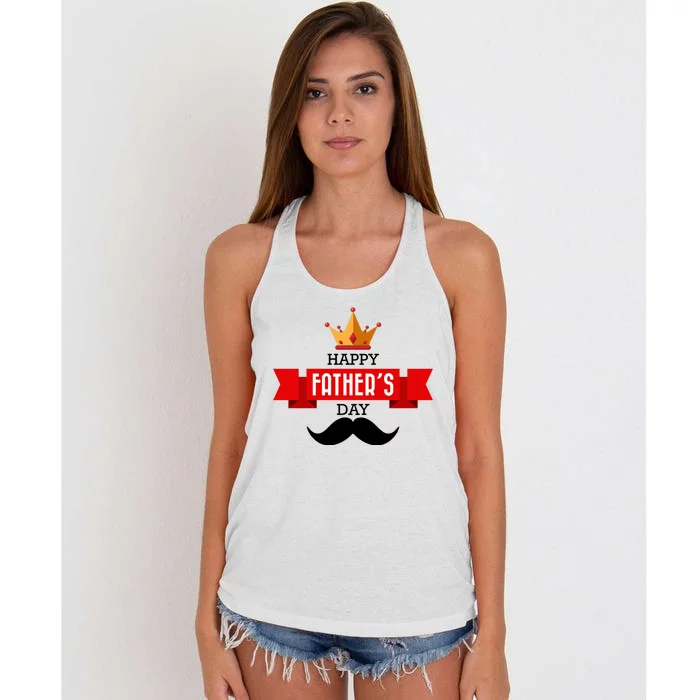 Happy Father's Day Crown Mustache Women's Knotted Racerback Tank