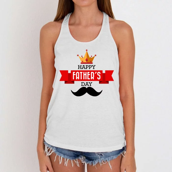 Happy Father's Day Crown Mustache Women's Knotted Racerback Tank