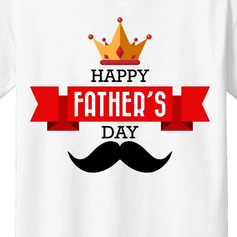 Happy Father's Day Crown Mustache Kids T-Shirt