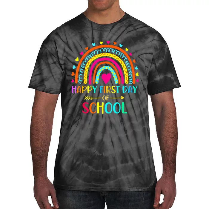 Happy First Day Of School Rainbow Back To School Teacher Tie-Dye T-Shirt