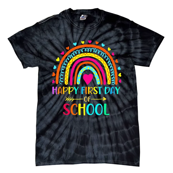 Happy First Day Of School Rainbow Back To School Teacher Tie-Dye T-Shirt