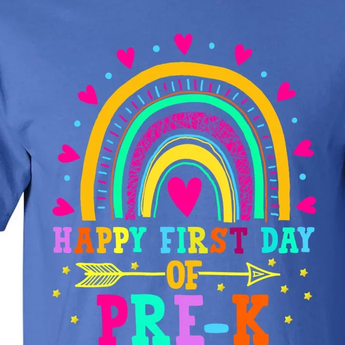 Happy First Day Of PreK Rainbow Heart Teacher Students Gift Tall T-Shirt