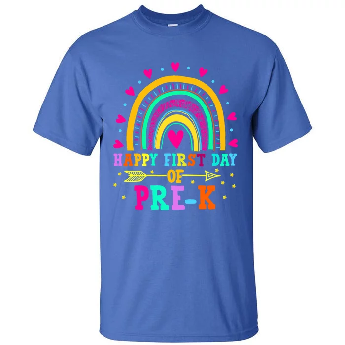 Happy First Day Of PreK Rainbow Heart Teacher Students Gift Tall T-Shirt