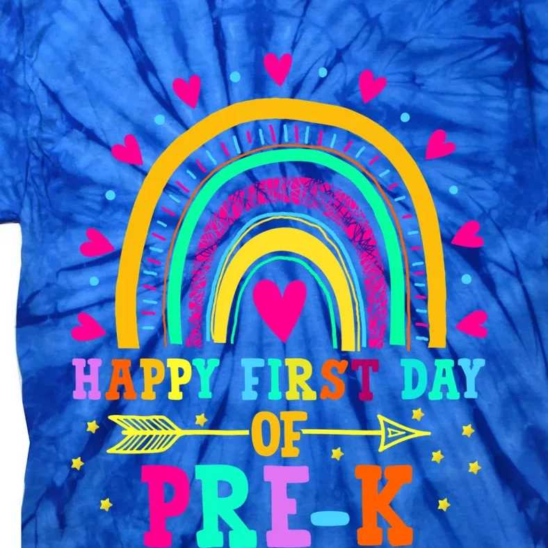 Happy First Day Of PreK Rainbow Heart Teacher Students Gift Tie-Dye T-Shirt