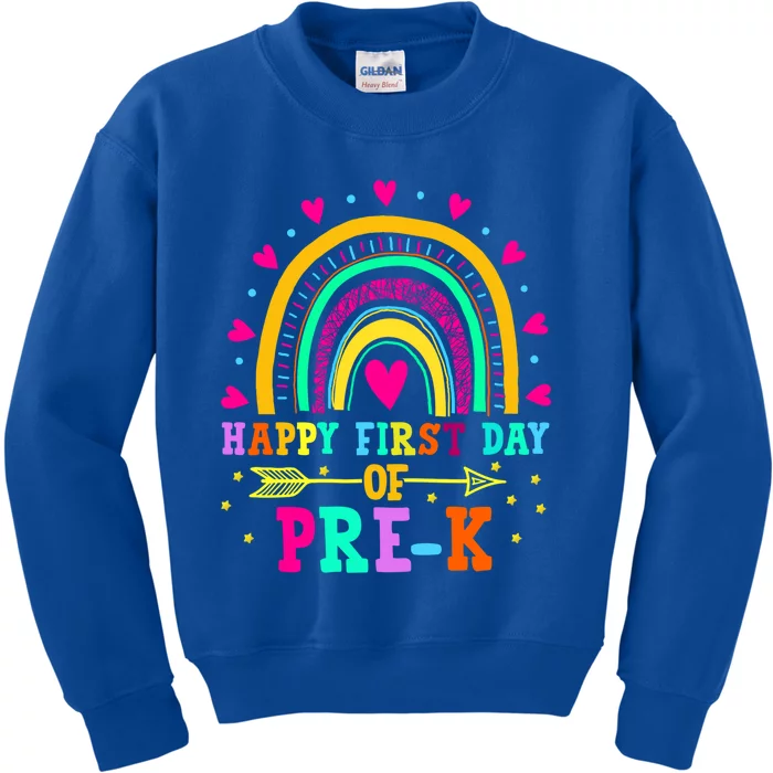 Happy First Day Of PreK Rainbow Heart Teacher Students Gift Kids Sweatshirt