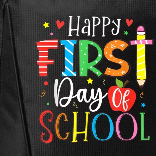 Happy First Day Of School Teacher Kids Back To School City Backpack