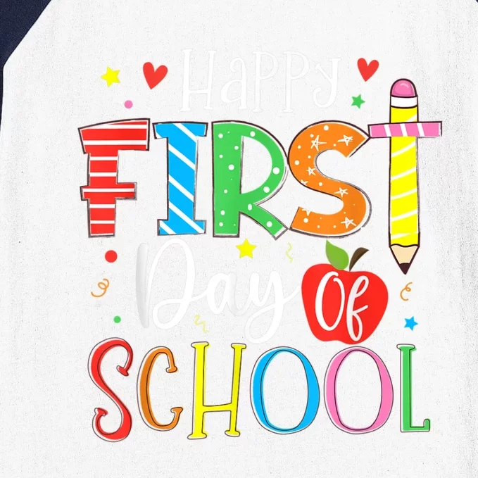 Happy First Day Of School Teacher Kids Back To School Baseball Sleeve Shirt