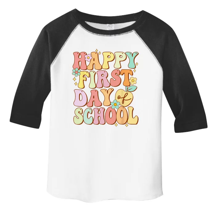 Happy First Day Of School Teachers Back To School Love Toddler Fine Jersey T-Shirt